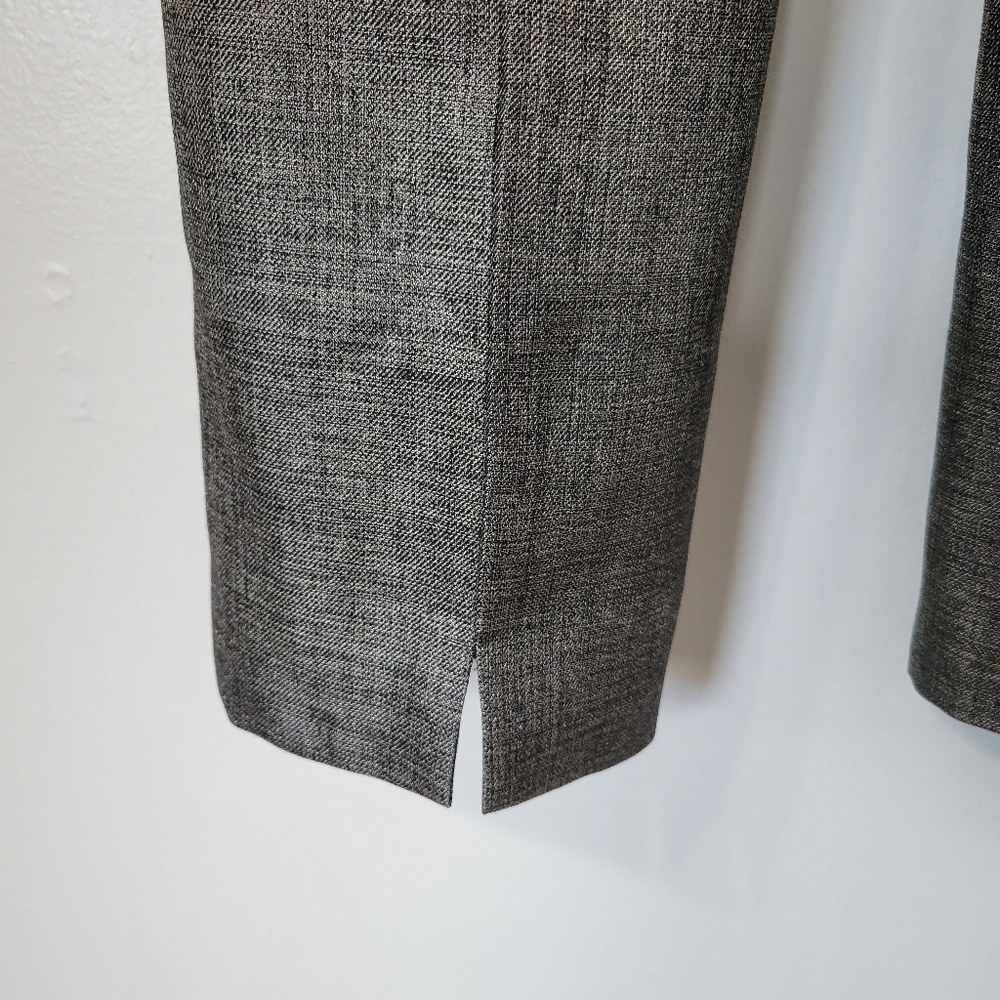 Elie Tahari Black & Silver Metallic Wool Blend Straight Leg Pant Size 6 - Picture 5 of 10